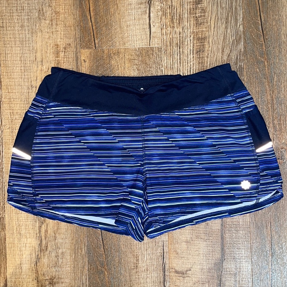Athleta Blue Striped Athletic Shorts size large